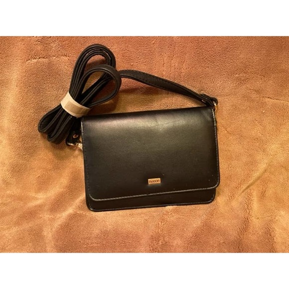 Buxton Ladies Large Black Leather Wallet w/Detachable Shoulder Strap - Picture 1 of 6